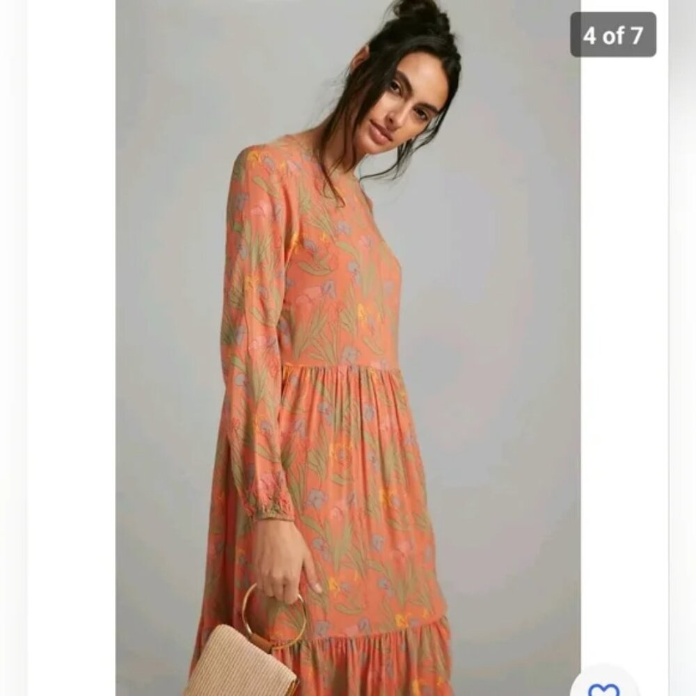 Anthropologie Bobo Choses Maxi Dress Cottagecore Whimsy Art To Wear Sz L NWT B33 - Picture 3 of 16